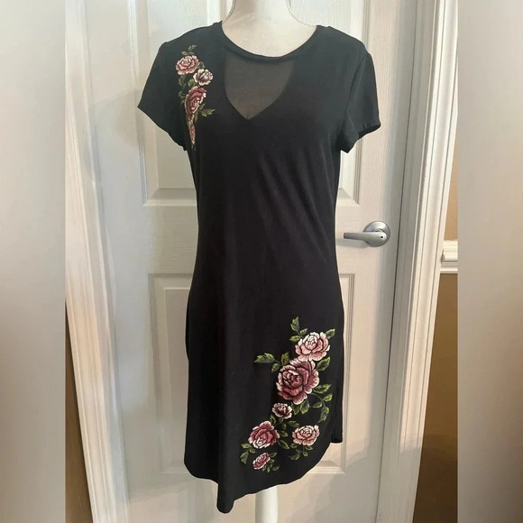 Bobbie Brooks T-shirt Dress‎ w Mesh and Floral Print size Medium - Picture 2 of 9